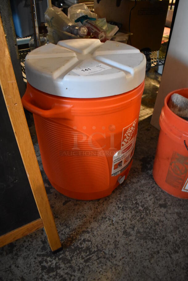 Rubbermaid Orange and White Poly Water Jug. 20x16x21 - Image 2 of 3