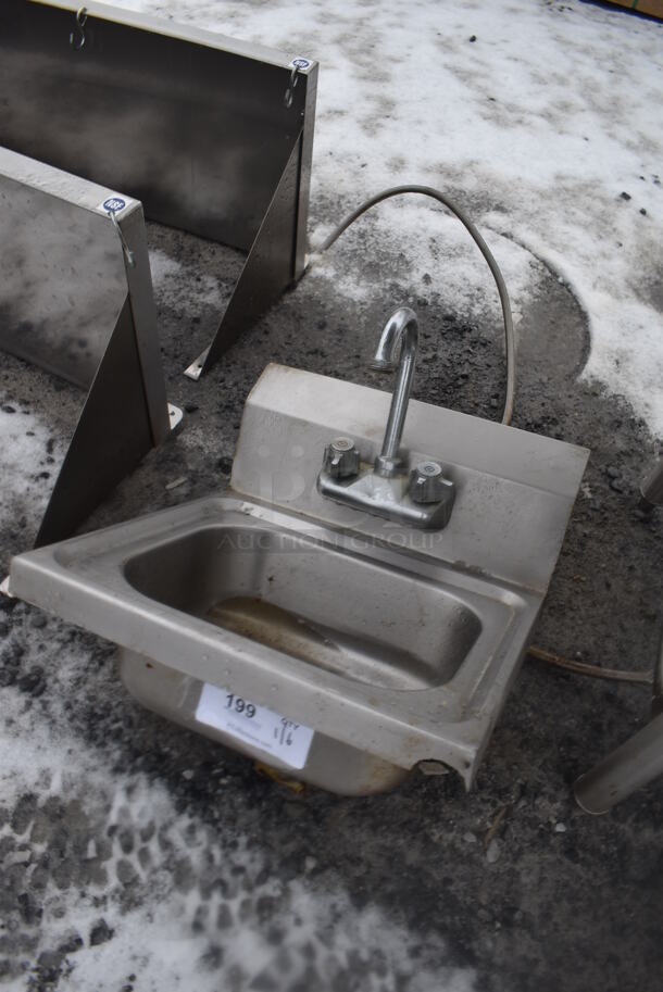Stainless Steel Single Bay Wall Mount Sink w/ Faucet and Handles. 16x16x19 - Image 2 of 3