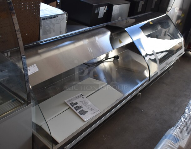 BRAND NEW SCRATCH AND DENT! 2022 Alto Shaam ED2-96 Stainless Steel Commercial Countertop Heated Display Case with Curved Glass. See Pictures for Broken Glass Panel. 120/208-240 Volts, 1 Phase. - Image 2 of 11