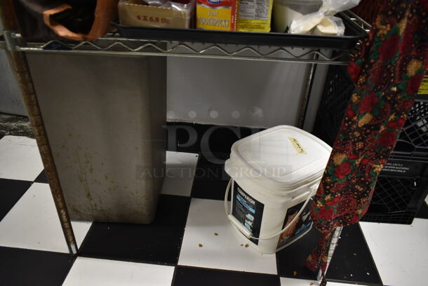 Metro Chrome Finish 3 Tier Wire Shelving Unit w/ Contents. BUYER MUST REMOVE: BUYER MUST DISMANTLE. PCI CANNOT DISMANTLE FOR SHIPPING. PLEASE CONSIDER FREIGHT CHARGES. (kitchen) - Image 5 of 5