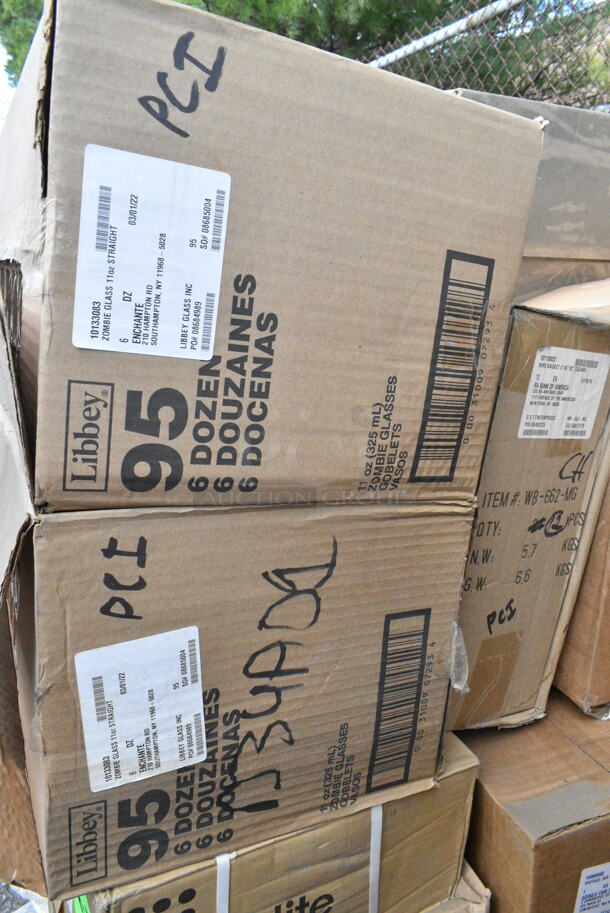 30 BRAND NEW! Boxes Including Libbey 95 11 oz Straight-Sided Zombie Glass, GET WB-662-MG Square Metal Wire Storage Basket, Cal-Mil 22092-90 Empire Six 4" x 4" Black Metal Jar Display - 12 1/2" x 8 1/2" x 5 1/4", Allied 222004931 Full Size Stainless Steel Drop In Bins, Libbey 92424 55 oz Pitchers, Libbey 97001 Carafes. 30 Times Your Bid!  - Image 3 of 12