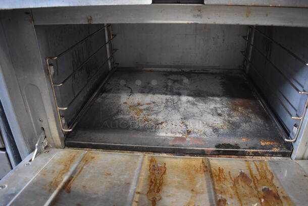 Atena Stainless Steel Commercial Natural Gas Powered 6 Burner Range w/ Oven, Over Shelf and Back Splash on Commercial Casters.  - Image 6 of 6