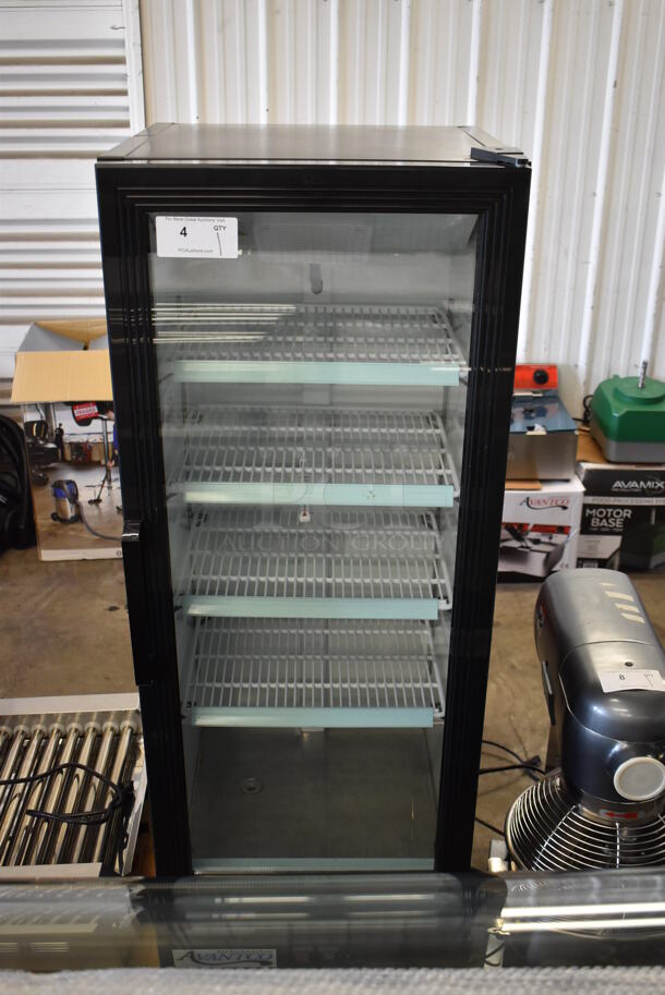 Avantco 178GDC10HCB Metal Commercial Single Door Reach In Cooler Merchandiser w/ Poly Coated Racks. 115 Volts, 1 Phase. 22x23x64. Tested and Working!
