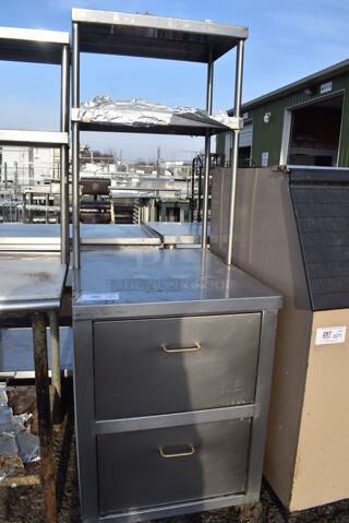 Stainless Steel Table w/ 2 Over Shelves and 2 Drawers. 24x30x69.5