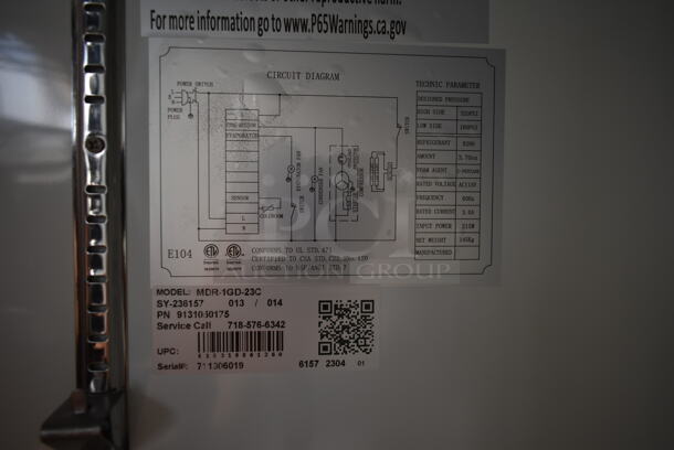 BRAND NEW SCRATCH AND DENT! 2023 KoolMore MDR-1GD-23C Metal Commercial Single Door Reach In Cooler Merchandiser w/ Poly Coated Racks on Commercial Casters. 115 Volts, 1 Phase. Tested and Working! - Image 7 of 7