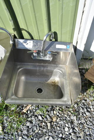 Stainless Steel Single Bay Wall Mount Sink w/ Faucet, Handles and Side Splash Guards