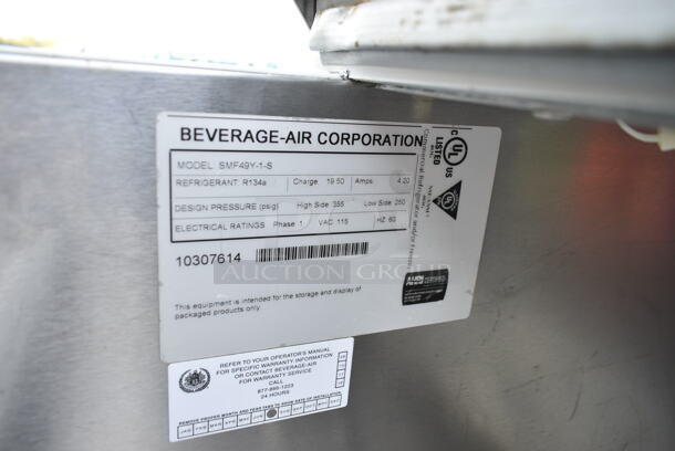 Beverage Air SMF49Y-1-S Stainless Steel Commercial Milk Cooler on Commercial Casters. 115 Volts, 1 Phase. Tested and Powers On But Does Not Get Cold
 - Image 7 of 7