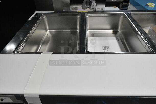 BRAND NEW! 2023 Delfield EHEI60C Stainless Steel Commercial Floor Style Electric Powered 4 Bay Steam Table w/ Under Shelf on Commercial Casters. 208-230 Volts, 1 Phase. - Image 5 of 9