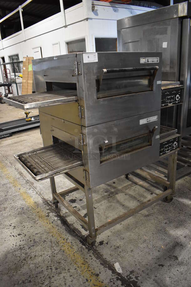 2 Lincoln Impinger 1132 Stainless Steel Commercial Electric Powered Conveyor Pizza Oven on Commercial Casters. 120/208 Volts, 3 Phase. 60x37x60. 2 Times Your Bid! - Image 2 of 9