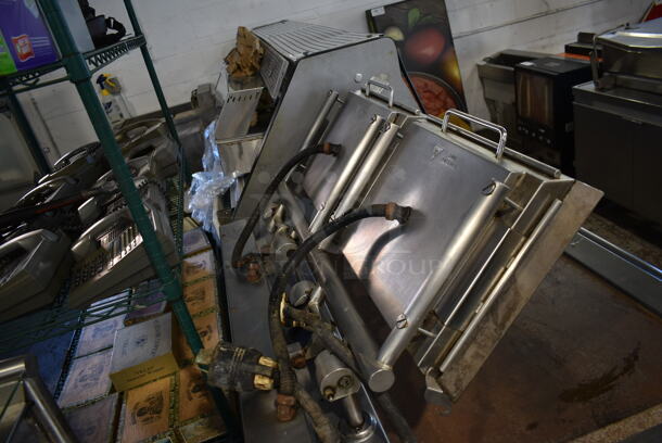 Garland Stainless Steel Commercial Floor Style Electric Powered  Flat Top Griddle Burger Cooker w/ Clamshell Express Panini Top on Commercial Casters. 250 Volts, 3 Phase. - Image 4 of 5