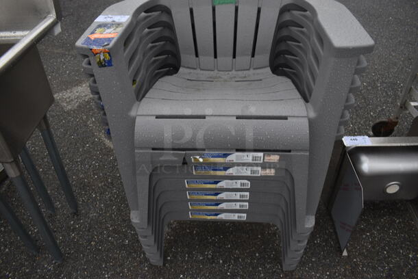 6 BRAND NEW SCRATCH AND DENT! Gray Poly Adirondack Chairs. 32x24x40. 6 Times Your Bid! - Image 4 of 4