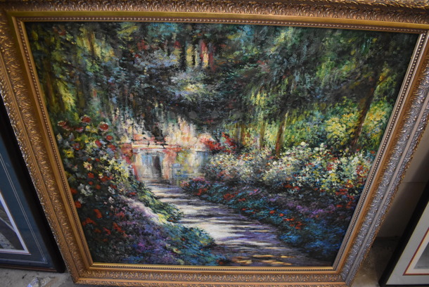 Framed Canvas Painting Reproduction of Pathway in Monet's Garden at Giverny By Claude Monet From Art Dealer Ed Mero! - Image 4 of 7