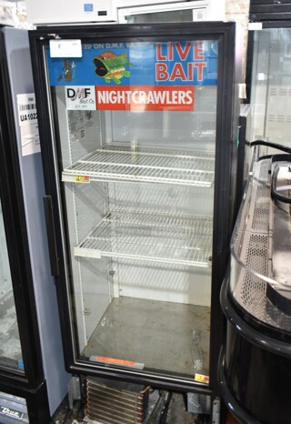 True GDM-12 Metal Commercial Single Door Reach In Cooler Merchandiser w/ Poly Coated Racks. 115 Volts, 1 Phase. Tested and Working!