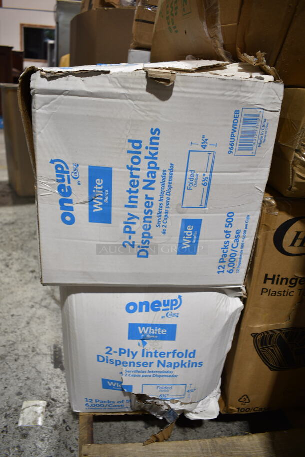PALLET LOT of 20 BRAND NEW Boxes Including Moist Towelette, 2 Box 966TALLFLDN Choice Kraft Natural Tall-Fold 6" x 13" Dispenser Napkin - 8000/Case, 347RPBD10WHS Visions 10" White Plastic Plate with Silver Bands - 120/Case, 500TW7 Choice 7 oz. Translucent Thin Wall Plastic Cold Cup - 2500/Case, 2 Box 127RD16BULK Choice 16 oz. Customizable Microwavable Translucent Round Deli Container - 500/Case, 50012DWPLAKR EcoChoice 12 oz. Smooth Double Wall Kraft Compostable Paper Hot Cup - 500/Case, 2 Box 966UPWIDEB OneUp by Choice White 1-Ply Wide Interfold 6 1/2" x 8 1/2" Dispenser Napkin - 6000/Case, Choice 5 5/8" Crystal Clear Plastic Test Tube Shot / Shooter - 1000/Case, Dart 85HT3R 8" x 8" x 3" White Foam Three-Compartment Square Take Out Container with Perforated Hinged Lid - 200/Case, 347TCL9 Choice 9 oz. Clear Disposable Plastic Tumbler - 500/Case, 16RCLBLK Dart Optima Black Travel Lid. 20 Times Your Bid!  - Image 10 of 12