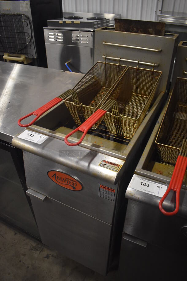 2017 Avantco FF300-N Stainless Steel Commercial Floor Style Natural Gas Powered Deep Fat Fryer w/ 2 Metal Fry Baskets. 90,000 BTU. 15.5x30x49 - Image 2 of 6