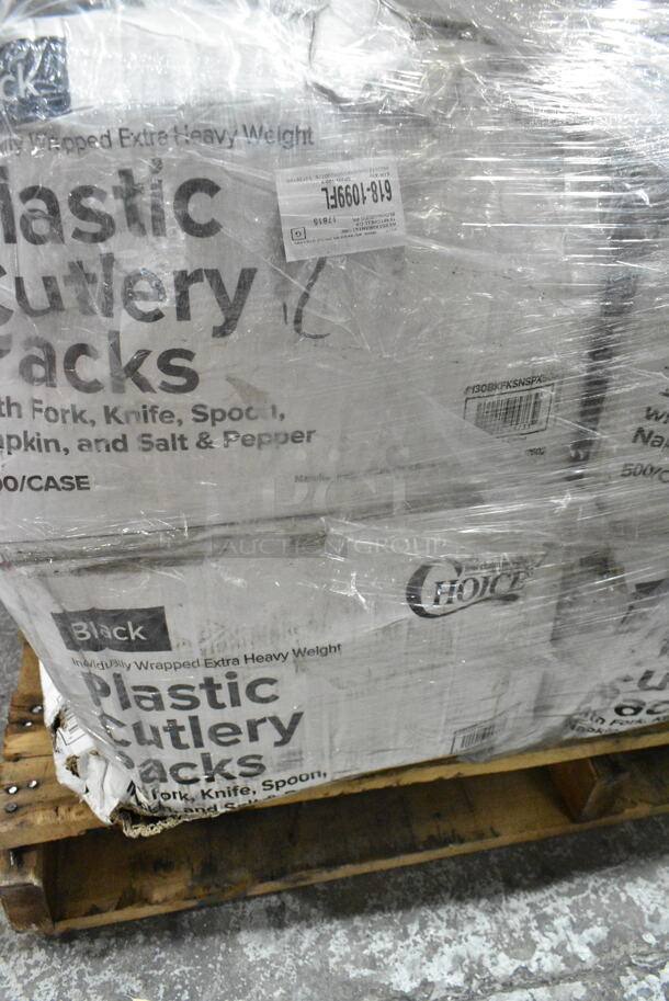 27 BRAND NEW Boxes Including 500CC12 Choice Clear PET Customizable Plastic Cold Cup - 12 oz. - 1000/Case, 5008W Choice 8 oz. Tall White Poly Paper Hot Cup - 1000/Case, 4 Box 130BKFKSNSPX500 Choice Black Extra Heavy Weight Wrapped Plastic Cutlery Pack with Napkin and Salt and Pepper Packets - 500/Case, 500TO993 Choice 9" x 9" x 3" Microwavable 1-Compartment Black / Clear Plastic Hinged Container - 100/Case, 127CH08F Choice 8 oz. Clear RPET Tall Hinged Deli Container - 200/Case, Solo 626NSL Prima PET Plastic Cold Cup Strawless Lid - 1000/Case. 27 Times Your Bid!  - Image 5 of 12