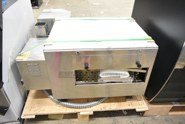 BRAND NEW SCRATCH AND DENT! Cooking Performance Group CPG 351ICOEB Stainless Steel Commercial Countertop Electric Powered Conveyor Pizza Oven. Missing Belt. 208 Volts, 1 Phase.  - Image 1 of 8