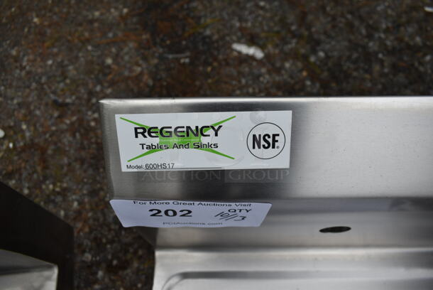 BRAND NEW SCRATCH AND DENT! Regency 600HS17 Stainless Steel Commercial Single Bay Wall Mount Sink w/ Faucet and Wall Mount. - Image 2 of 6
