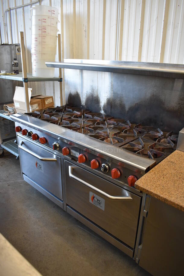 CPG Stainless Steel Commercial Natural Gas Powered 10 Burner Range w/ 2 Ovens, Over Shelf and Back Splash. 60x32x58 - Image 3 of 7