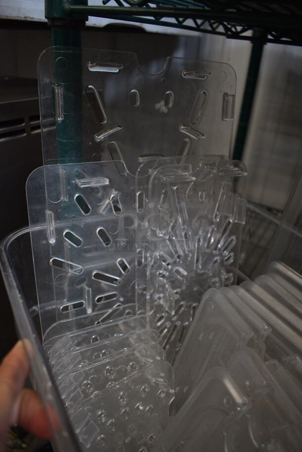 ALL ONE MONEY! Lot of Various Clear Poly Items Including Drop In Bin Lids, Bin Strainers and 12 Quart Container - Image 4 of 5