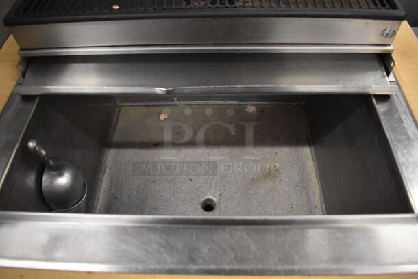 Stainless Steel Commercial 6 Flavor Carbonated Beverage Machine w/ Drop In Ice Bin on Wood Pattern Counter. 30.5x34x59 - Image 6 of 8