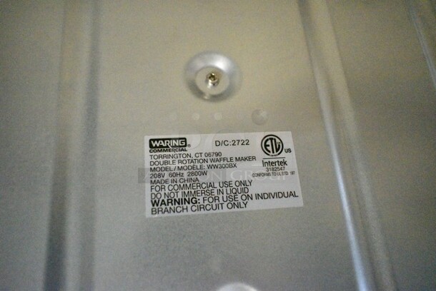 BRAND NEW SCRATCH AND DENT! 2022 Waring WW300BX Stainless Steel Non-Stick Quad Belgian Waffle Iron / Maker. 208 Volts, 1 Phase.  - Image 7 of 7