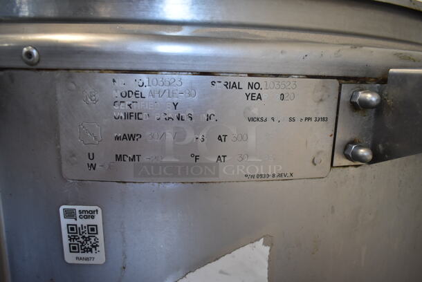 2020 Groen AH/1E-80 Stainless Steel Commercial Floor Style Direct Steam Powered 80 Gallon Steam Kettle.  - Image 9 of 9
