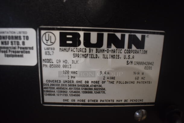 Bunn G9 HD Metal Commercial Countertop Coffee Bean Grinder. 120 Volts, 1 Phase. Tested and Working! - Image 4 of 4