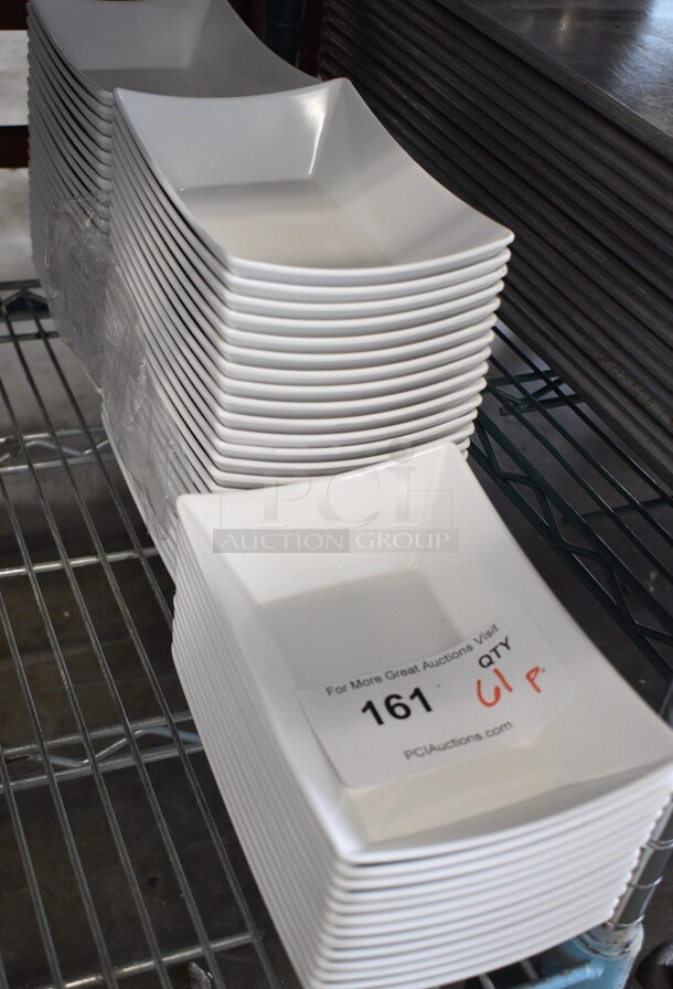 ALL ONE MONEY! Lot of 61 Tablecraft White Poly Food Trays. 5x7.5x1.5