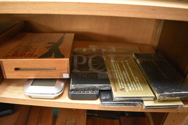 Wooden 4 Door Cigar Humidor w/ Contents. Comes w/ Key! - Image 9 of 12