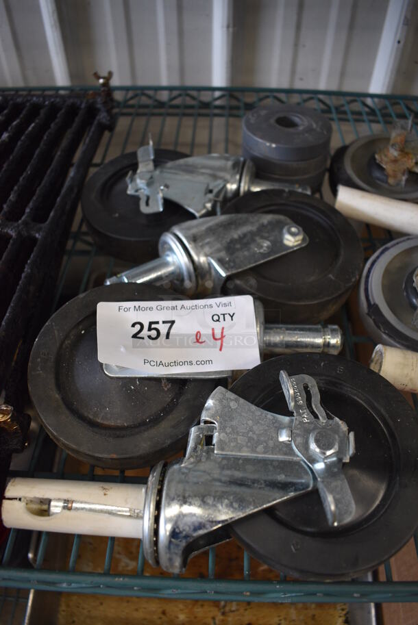 ALL ONE MONEY! Lot of 4 Metal Commercial Casters! 5x3x8 - Image 1 of 3