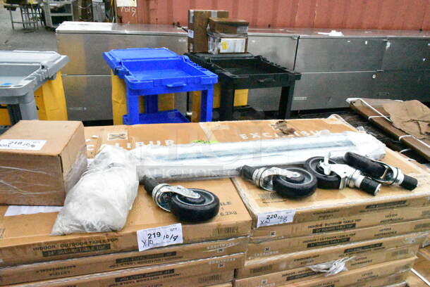 4 BRAND NEW SCRATCH AND DENT! Items Including Commercial Casters Set, Metal Legs, Short Legs and Box of 18 Bags of Screws. 4 Times Your Bid!  - Image 1 of 8