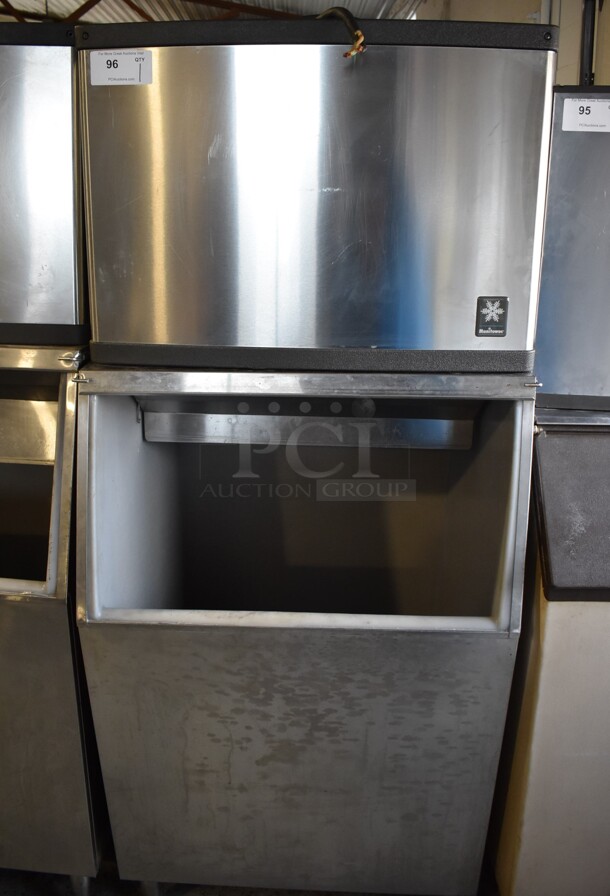 Manitowoc QY0454A Stainless Steel Commercial Ice Head on Commercial Ice Bin. Lid for Ice Bin Needs To Be Reattached. 115 Volts, 1 Phase. 30x30x72 - Image 1 of 6