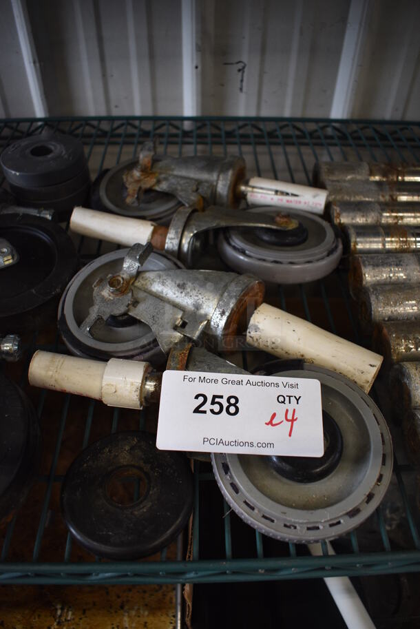 ALL ONE MONEY! Lot of 4 Metal Commercial Casters! 5x3x8 - Image 1 of 2
