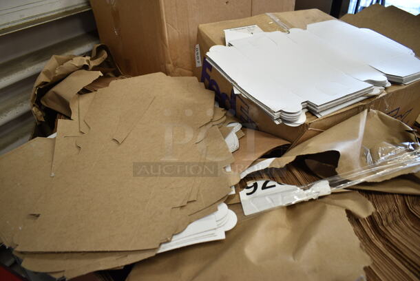 PALLET LOT of 15 BRAND NEW Boxes Including 2451282CBBL Baker's Lane 12" x 8" x 2 1/4" Kraft Auto-Popup Donut / Bakery Box - 200/Bundle, 442CUSHPAD24126YW, 999RSG2 Plastic Shot Glass, Duro Kraft Paper Bags. 15 Times Your Bid! - Image 4 of 10
