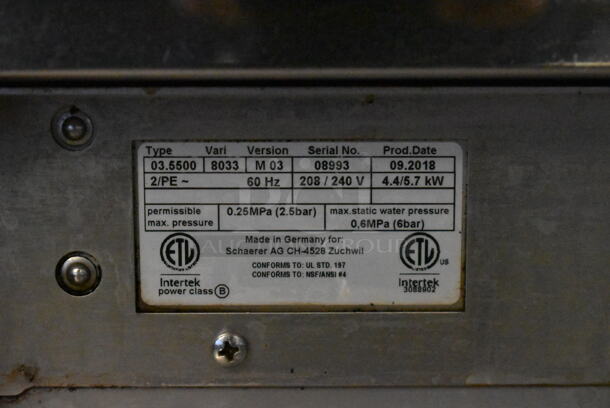 2018 Schaerer Barista Stainless Steel Commercial Countertop 2 Group Espresso Machine w/ Portafilter, 2 Steam Wands and 2 Hoppers. 208/240 Volts, 1 Phase. - Image 7 of 8