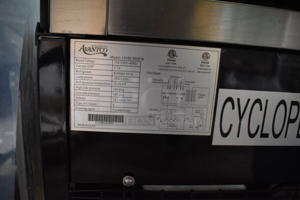 Avantco 193BC48HCB Metal Commercial Floor Style Deli Display Case Merchandiser w/ Poly Coated Racks on Commercial Casters. See Pictures For Glass Damage. 110-120 Volts, 1 Phase. 48x27x48. Tested and Working! - Image 7 of 10