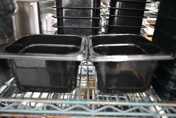 ALL ONE MONEY! Lot of 24 Black Poly 1/6 Size Drop In Bins.  - Image 2 of 3