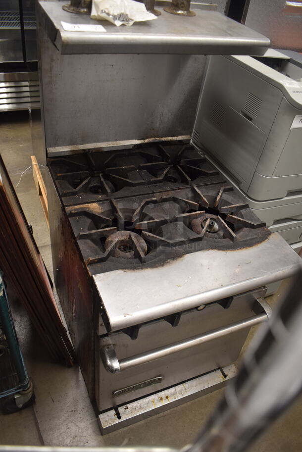 American Range Commercial Stainless Steel 4 Natural Gas Powered Burner Range With Space Saver Oven And Steel Rack. - Image 2 of 5