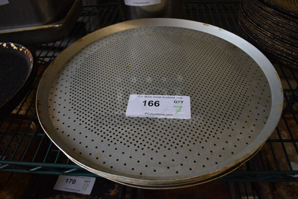 7 Metal Round Perforated Pizza Baking Pans. 17x17x1. 7 Times Your Bid!