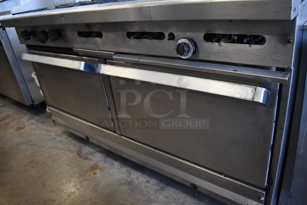Garland SunFire Stainless Steel Commercial Natural Gas Powered 10 Burner Range w/ 2 Ovens, Over Shelf and Back Splash 59x34x56 - Image 6 of 11