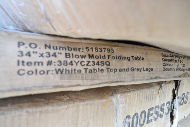 BRAND NEW SCRATCH AND DENT! Lancaster Table & Seating 384YCZ34SQ 34" Square Granite White Heavy-Duty Blow Molded Plastic Folding Table - Image 2 of 3