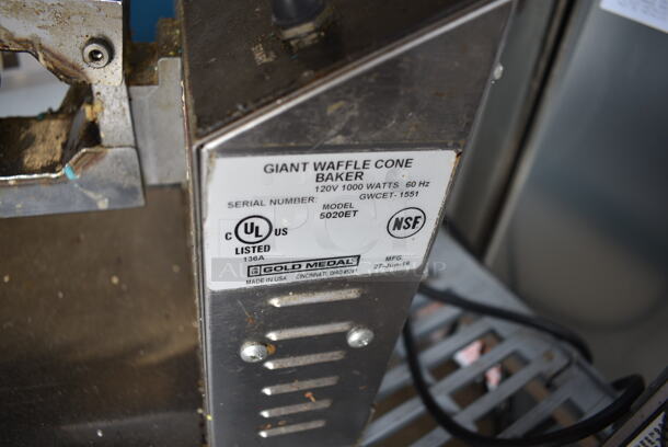 Gold Medal 5020ET Stainless Steel Commercial Countertop Waffle Cone Machine. 120 Volts, 1 Phase. Tested and Powers On But Does Not Get Warm - Image 4 of 4