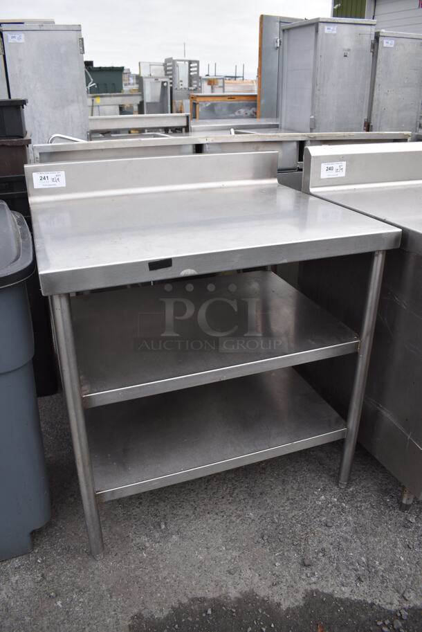 Stainless Steel Table w/ Back Splash and 2 Under Shelves. 36x30x41 - Image 2 of 3