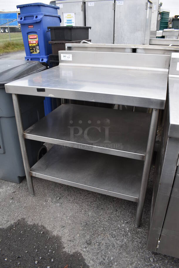Stainless Steel Table w/ Back Splash and 2 Under Shelves. 36x30x41 - Image 3 of 3