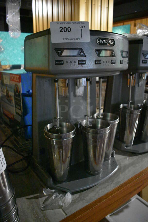 Waring WDM360TX Metal Commercial Countertop 3 Head Drink Mixer w/ 6 Metal Mixing Cups. 120 Volts, 1 Phase. 13x10.5x20. Item Was in Working Condition on Last Day of Business. (bar) - Image 2 of 6