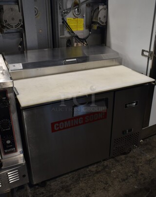 2018 Bison BPT-44 Stainless Steel Commercial Pizza Prep Table on Commercial Casters. 115 Volts, 1 Phase. Tested and Working!
