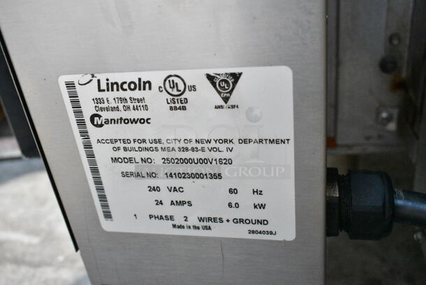 Lincoln Impinger 2502000U00V1620 Stainless Steel Commercial Countertop Electric Powered Conveyor Pizza Oven. 240 Volts, 1 Phase.  - Image 7 of 7
