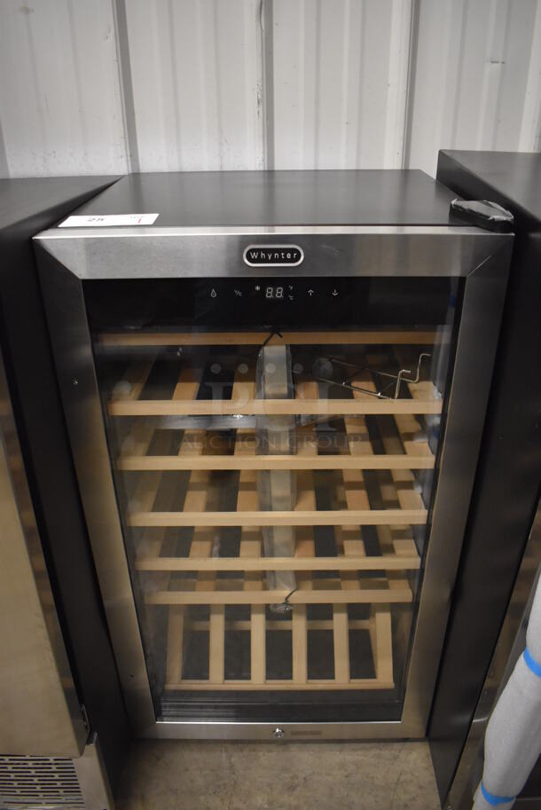 BRAND NEW SCRATCH AND DENT! Whynter FWC-341TS Stainless Steel Commercial Wine Chiller Merchandiser. 115 Volts, 1 Phase. 19x18.5x32. Tested and Working! - Image 1 of 6