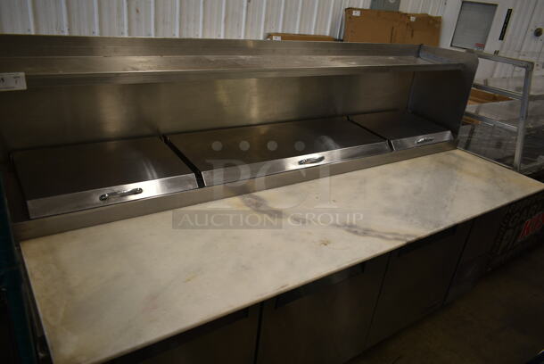 Turbo Air TPR-93SD Stainless Steel Commercial Pizza Prep Table w/ Over Shelf on Commercial Casters. 115 Volts, 1 Phase. Tested and Powers On But Does Not Get Cold - Image 6 of 11